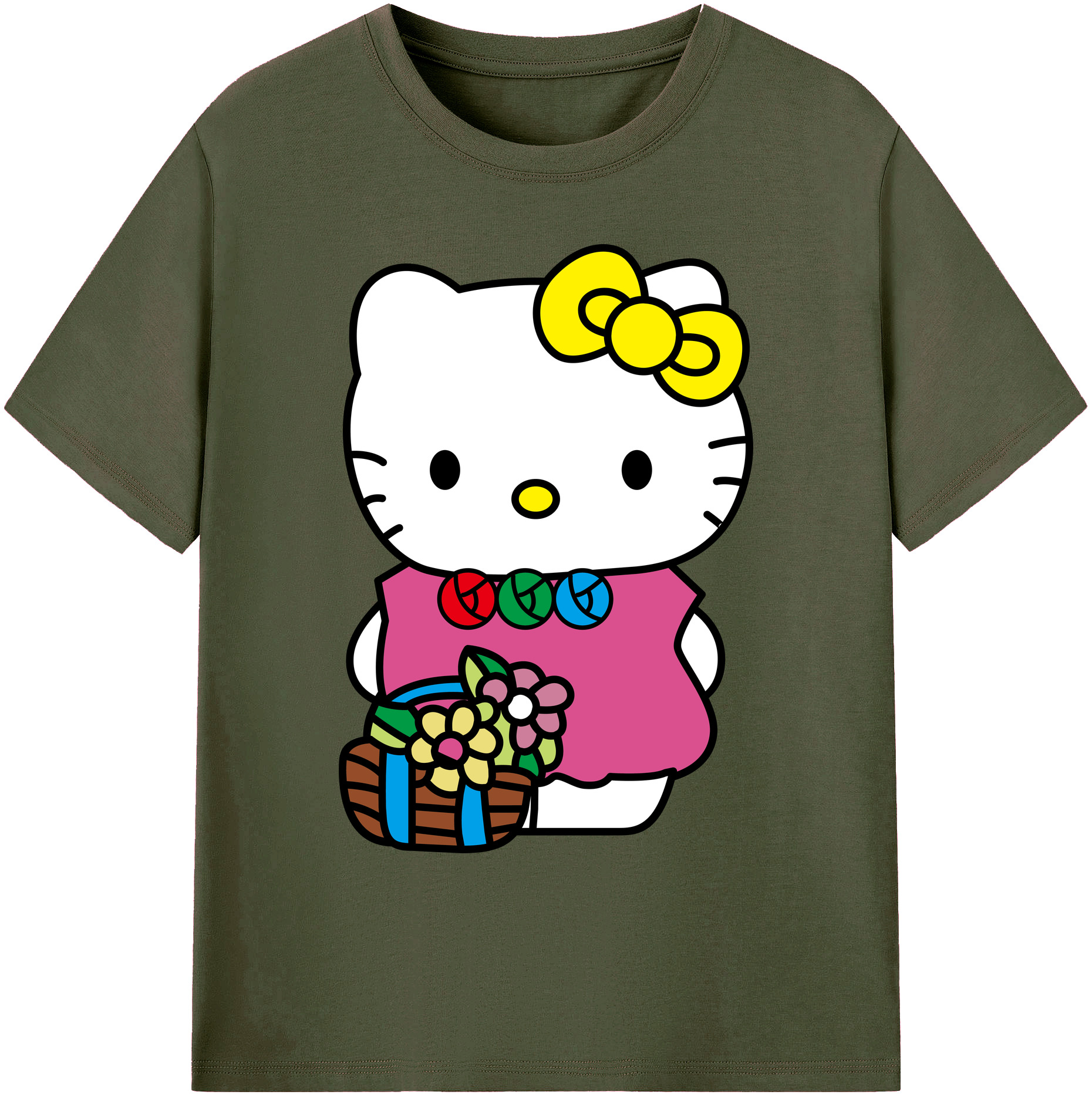 （画像用） Hello Kitty ハローキティ 綿100％ メンズ半袖Tシャツ｜肌触りやわらか＆通気性